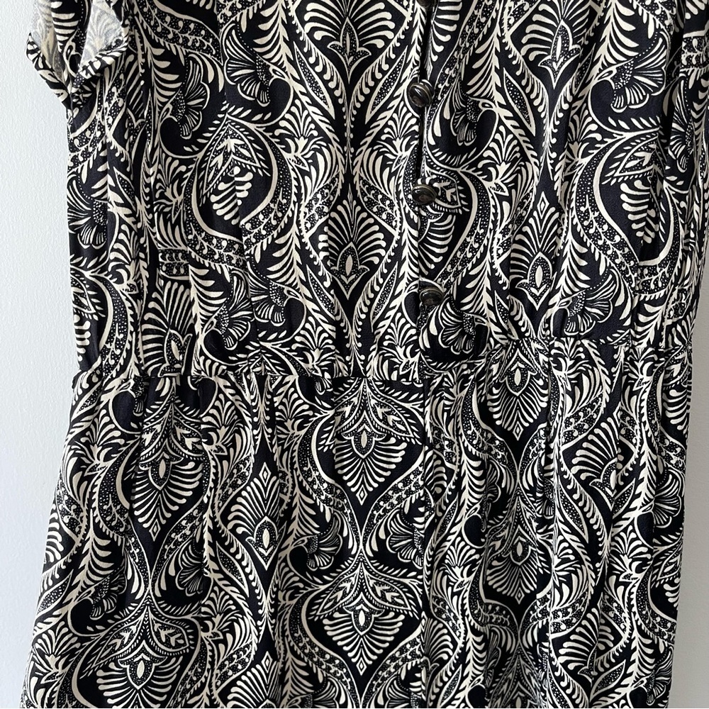 ❌SOLD❌ Anthropologie Zadie Black and cream Short sleeve Jumpsuit Size 4 - Picture 8 of 16